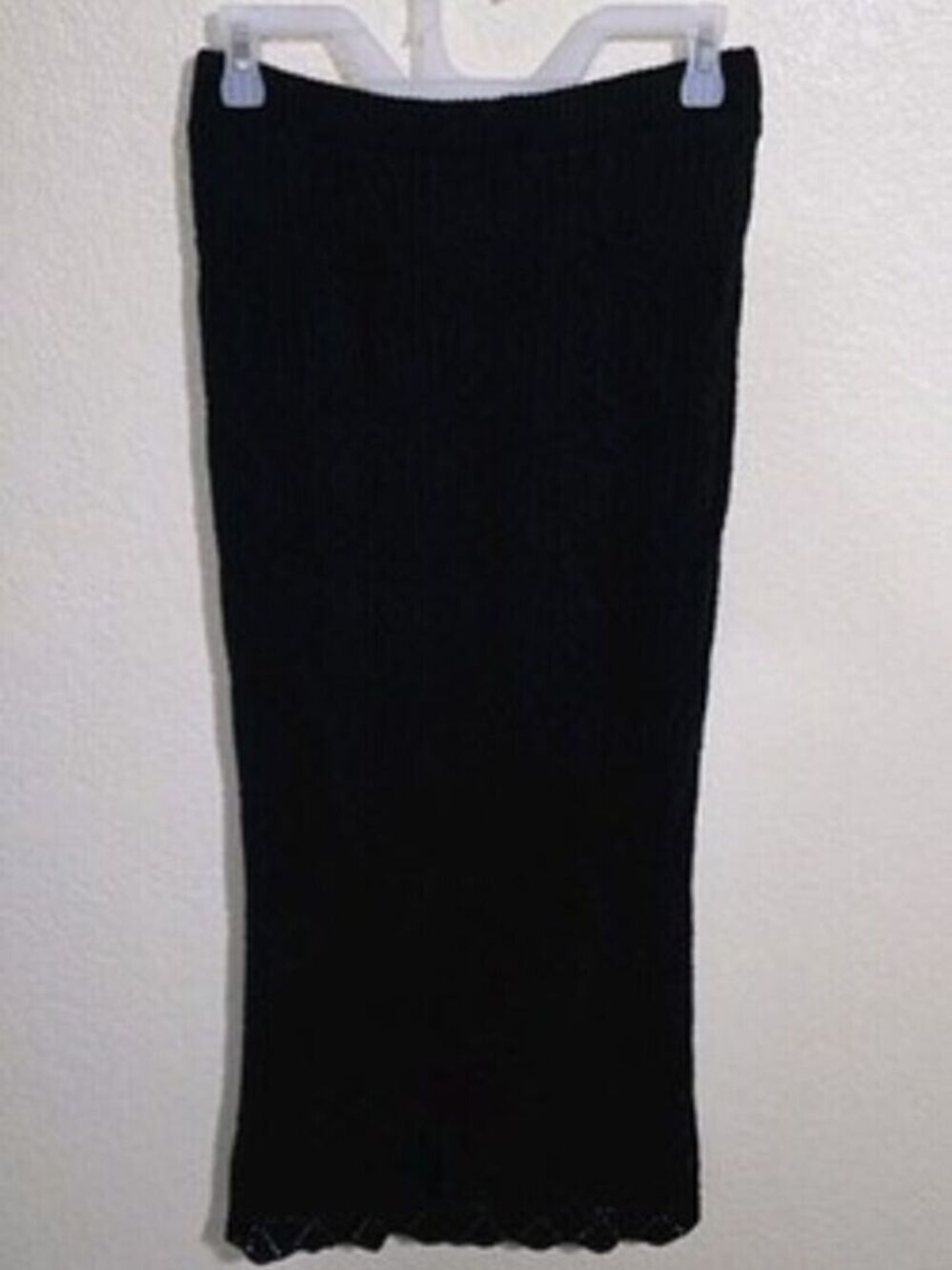 FRESHMAN 1996 Black Knit Midi Skirt, Boho Womens Size M, Diamond Pattern Bodycon